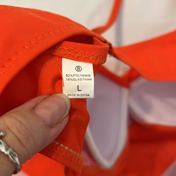 NWOT szL orange bikini structured cups removable halter straps bottom side rings - Picture 4 of 12